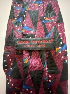 David Crystal Since 1906 Vintage Geometric Pattern Silk Necktie